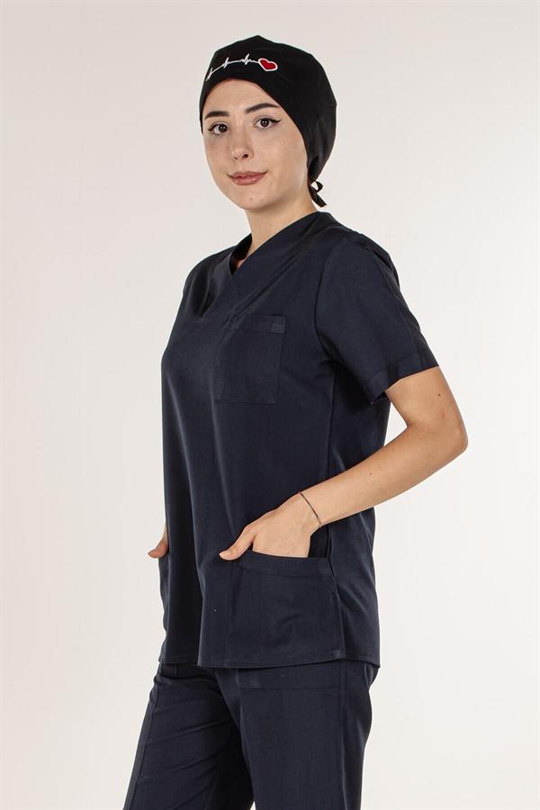 Lacivert Doktor Hemşire Tek Üst Kadın Cerrahi Forma