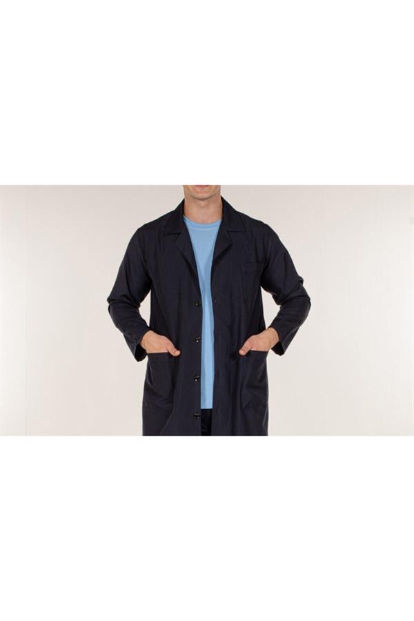 Lacivert Açık Yaka Erkek İş Önlük