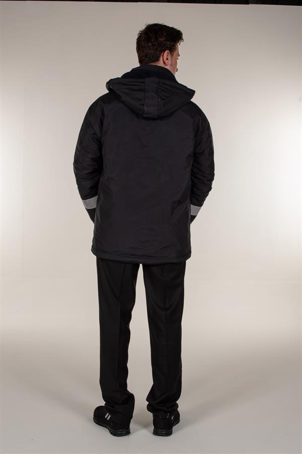 Lacivert Özel Güvenlik Ve Vale Reflektör Şeritli Kaban