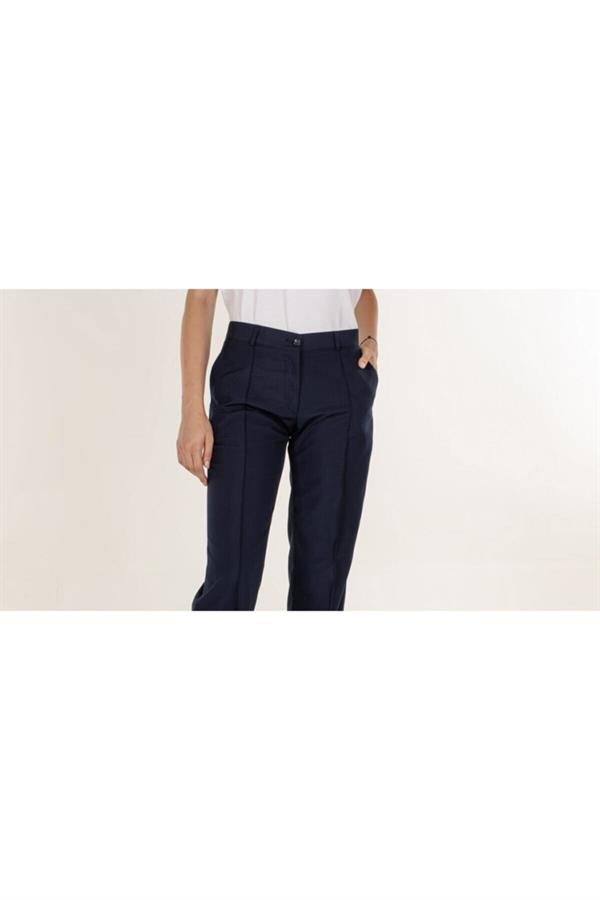 Lacivert Kadın Aşçı Şef Pantolon Ütü Dikişli