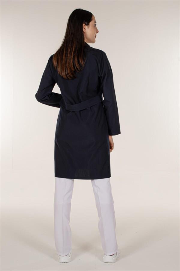 Lacivert Açık Yaka Kadın İş Önlük