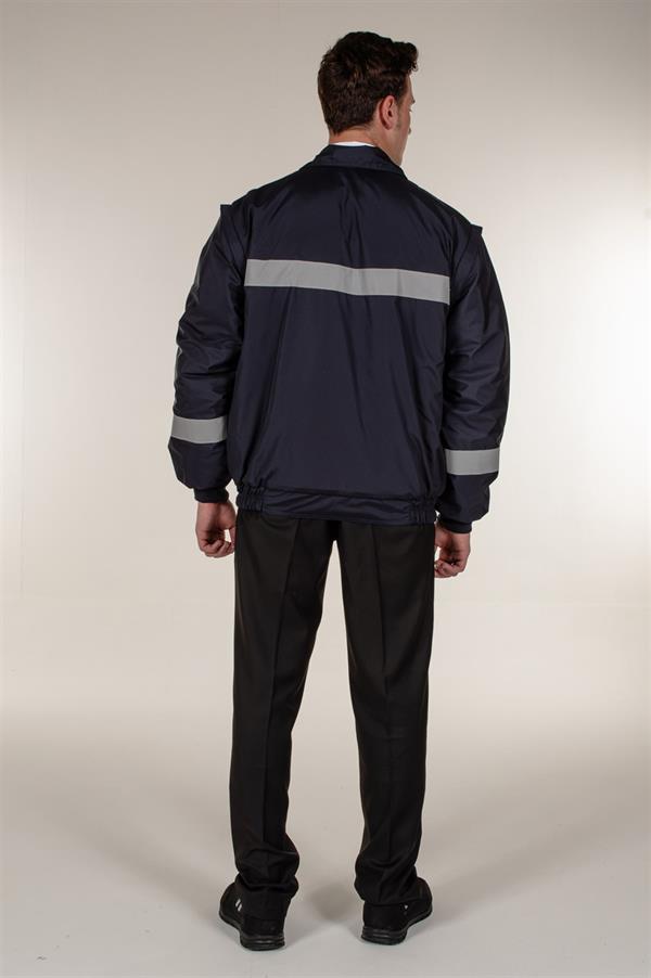 Lacivert Özel Güvenlik Ve Vale Kol Çıkmalı Reflektör Şeritli Mont 