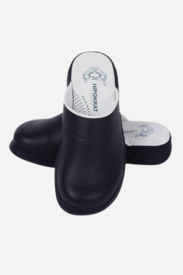 Lacivert Medikal Hastane Ve Mutfak Ortopedik Hakiki Deri Terlik