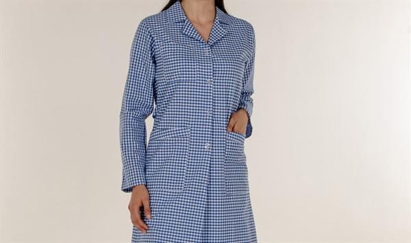 Mavi Pötikare Açık Yaka Kadın İş Önlük