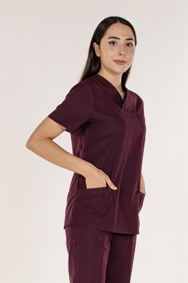 Mürdüm Doktor Hemşire Tek Üst Kadın Cerrahi Forma