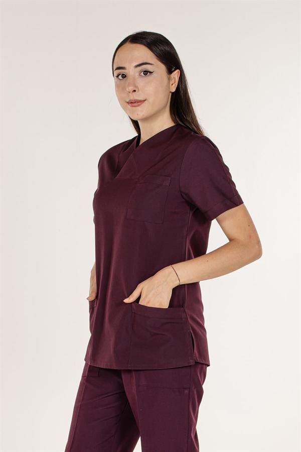 Mürdüm Doktor Hemşire Tek Üst Kadın Cerrahi Forma