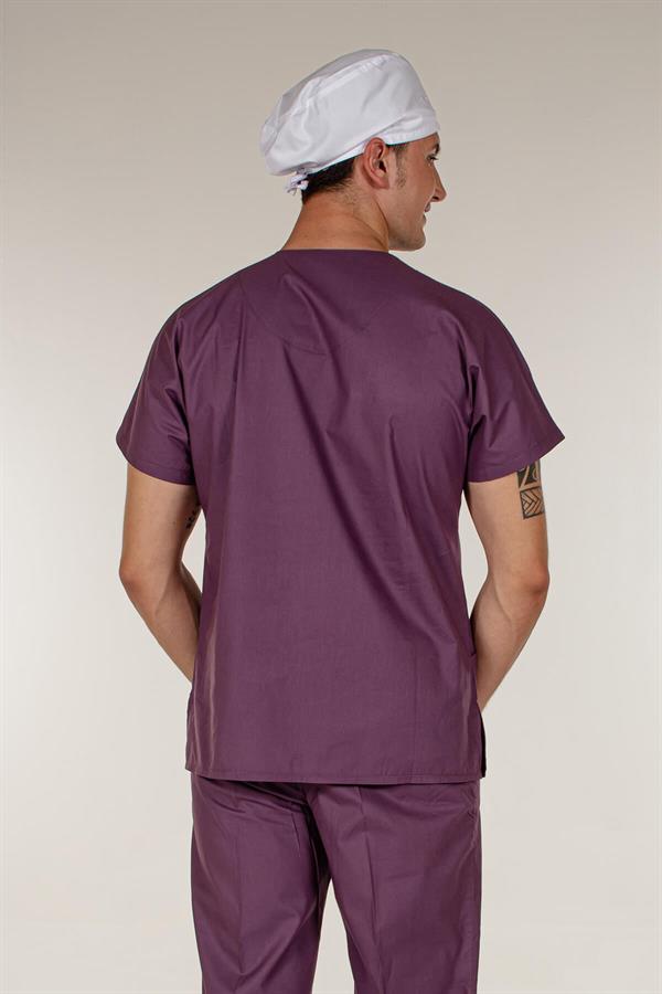 Mürdüm Tek Üst Scrubs Terrycotton Doktor Hemşire Forma