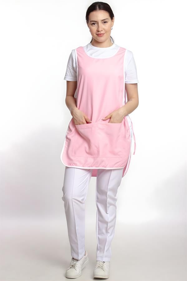 Pembe Askılı Jile Kadın İş Önlük