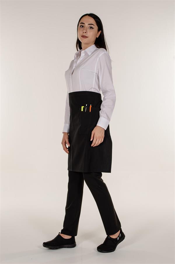 Siyah Garson Aşçı Ve Mutfak Şef Yarım Bel Önlük