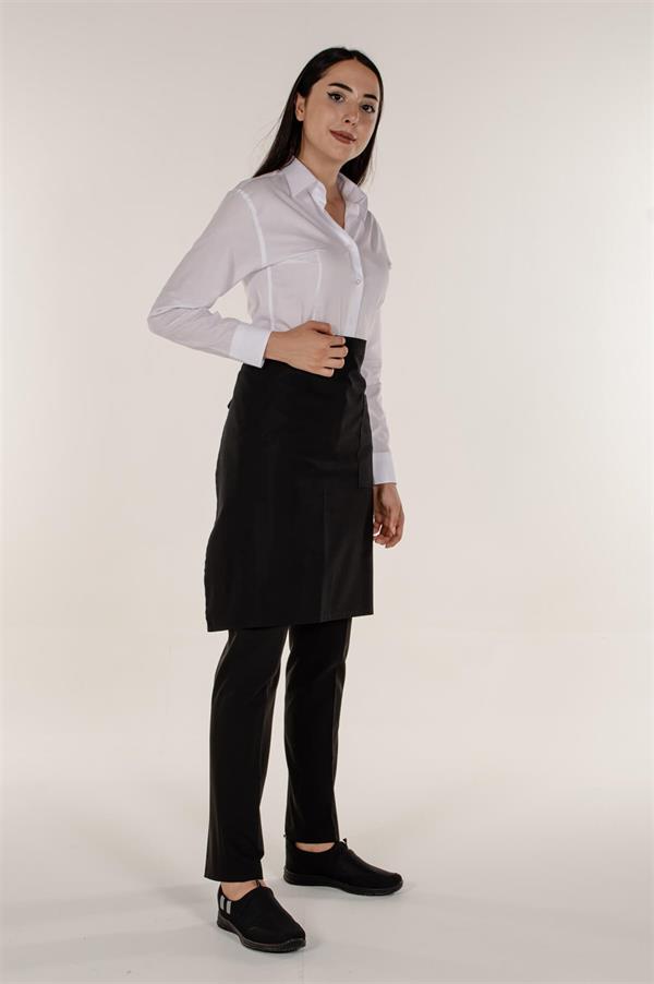 Siyah Garson Aşçı Ve Mutfak Şef Yarım Bel Önlük