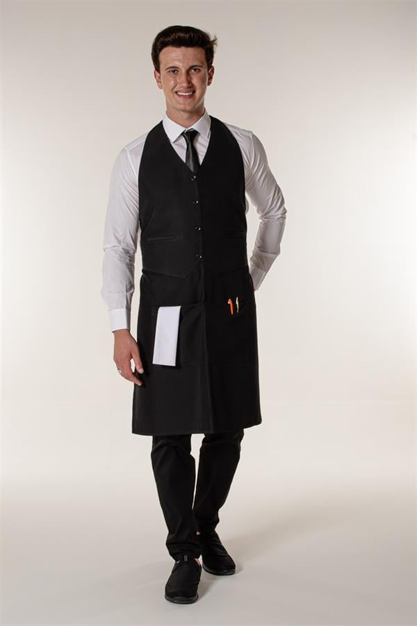 Siyah Garson Kafe Ve Restoran Yelekli Askılı Önlük