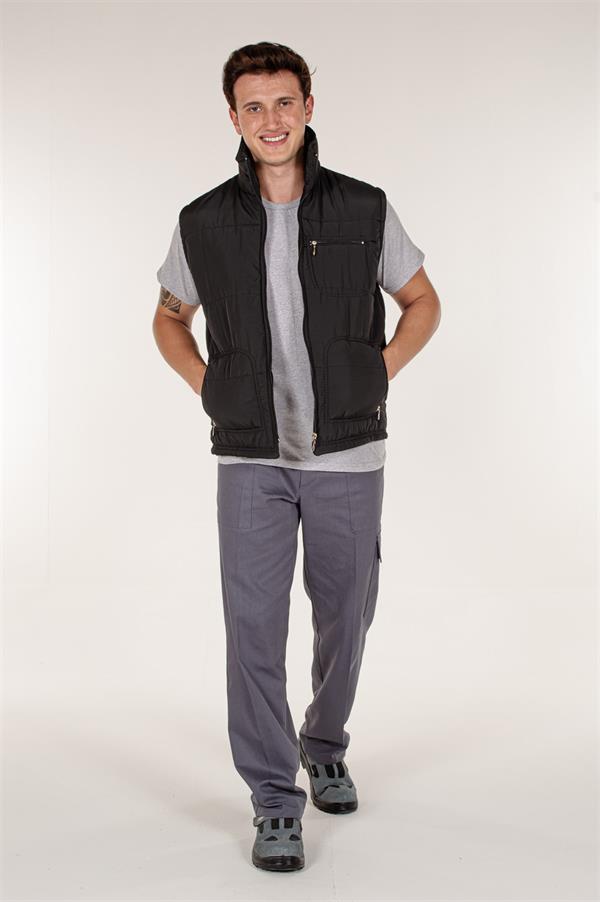 Siyah İçi Polarlı Ve Çok Cepli Kışlık Şişme Yelek