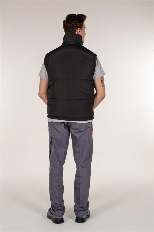 Siyah İçi Polarlı Ve Çok Cepli Kışlık Şişme Yelek