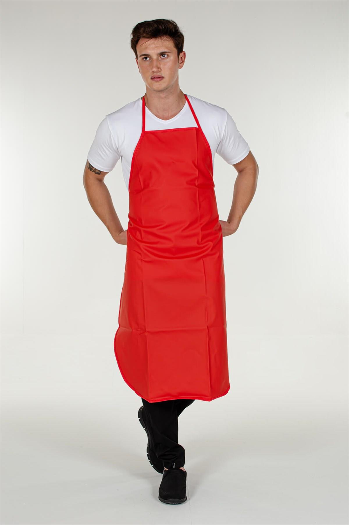 Kırmızı Muşamba Mutfak Bulaşık Önlüğü PVC | Mert Giyim İş Elbiseleri