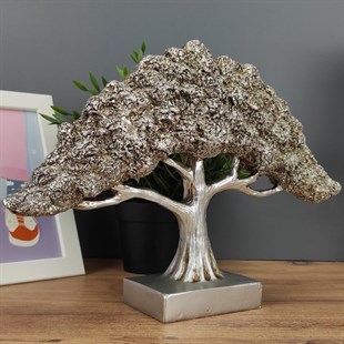 Dekoratif Ağaç Biblo Gümüş Renk