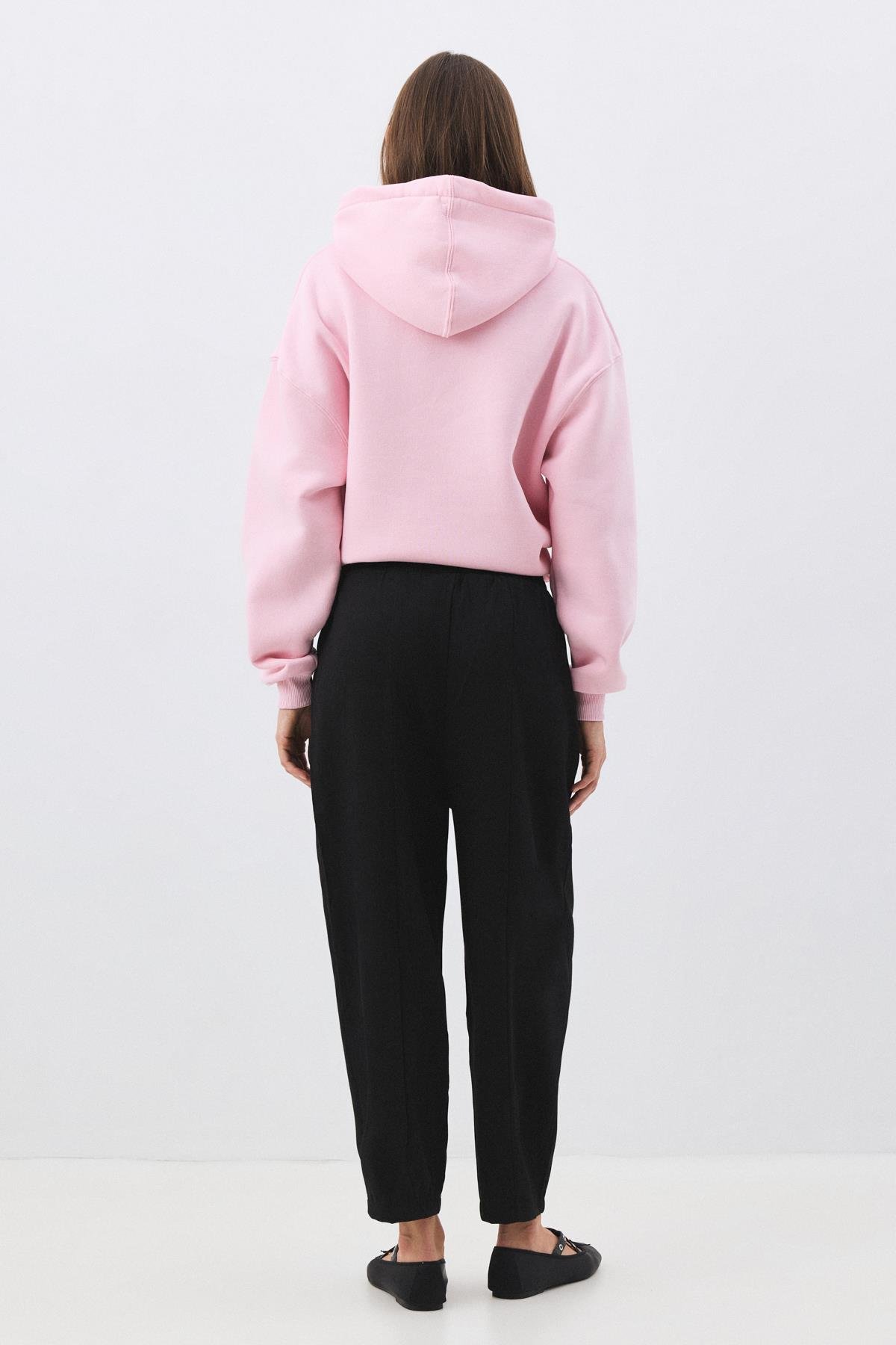 Kadın Beli Lastikli Parçalı Şalvar Pantolon Siyah 4307