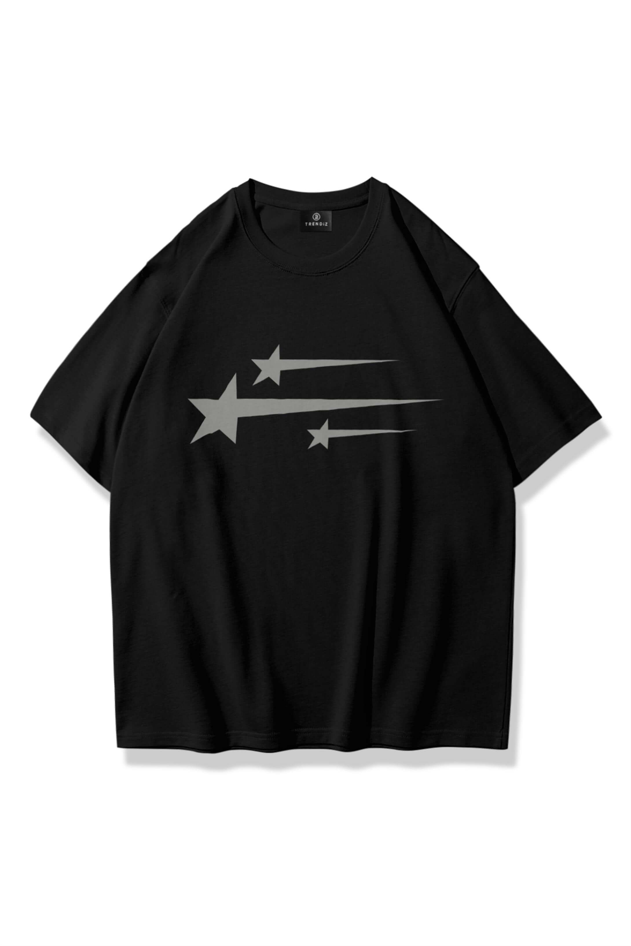 Unisex Three Stars Tshirt Siyah