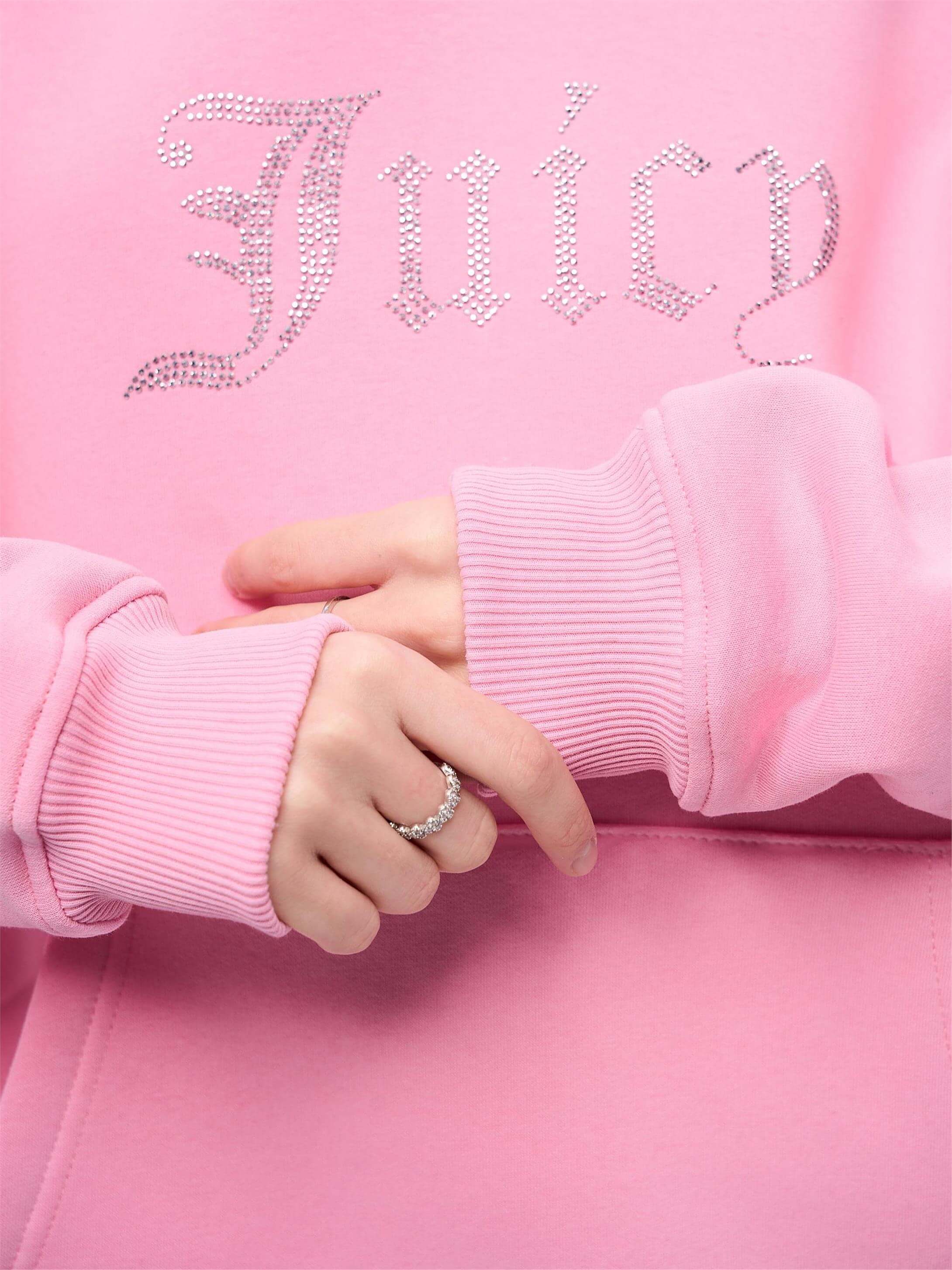 Unisex Juiciy Taş Baskılı Sweatshirt Pembe