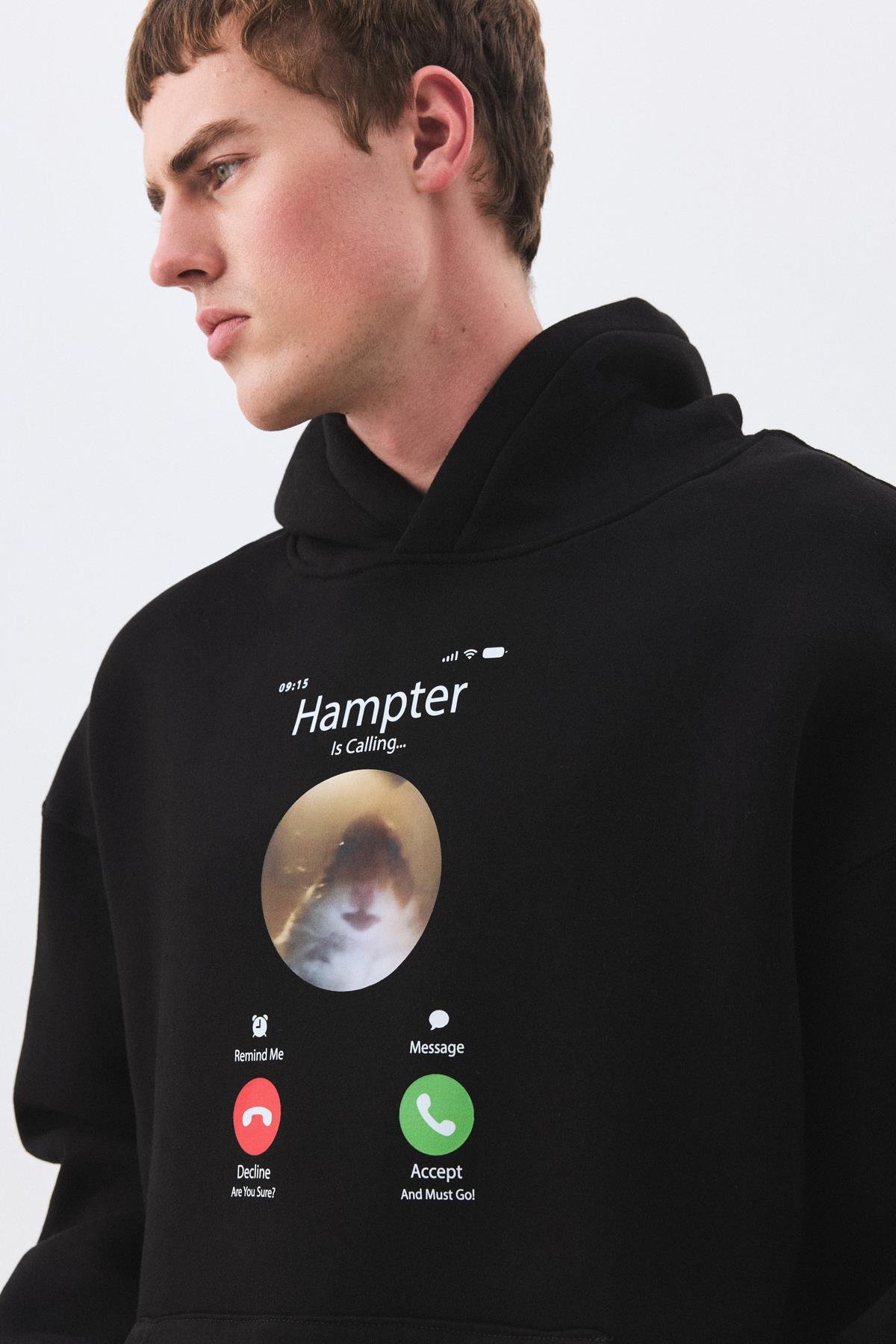 Unisex Hampter is Calling Sweatshirt Siyah