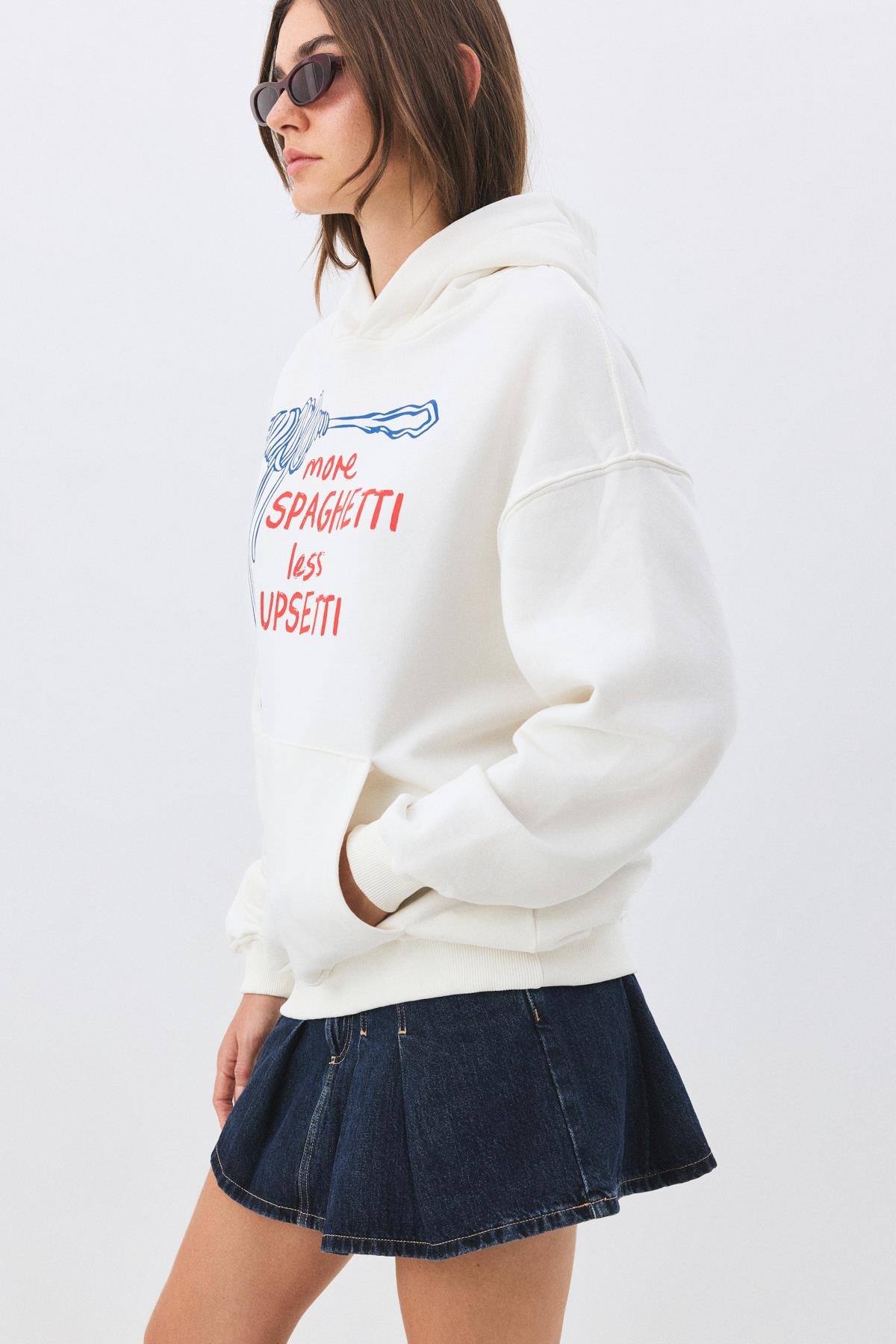 Kadın More Spaghetti Sweatshirt Beyaz