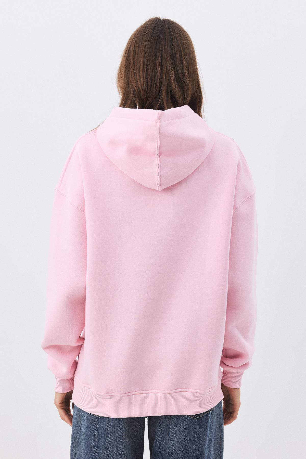 Kadın Sorry Im Late Sweatshirt Pembe