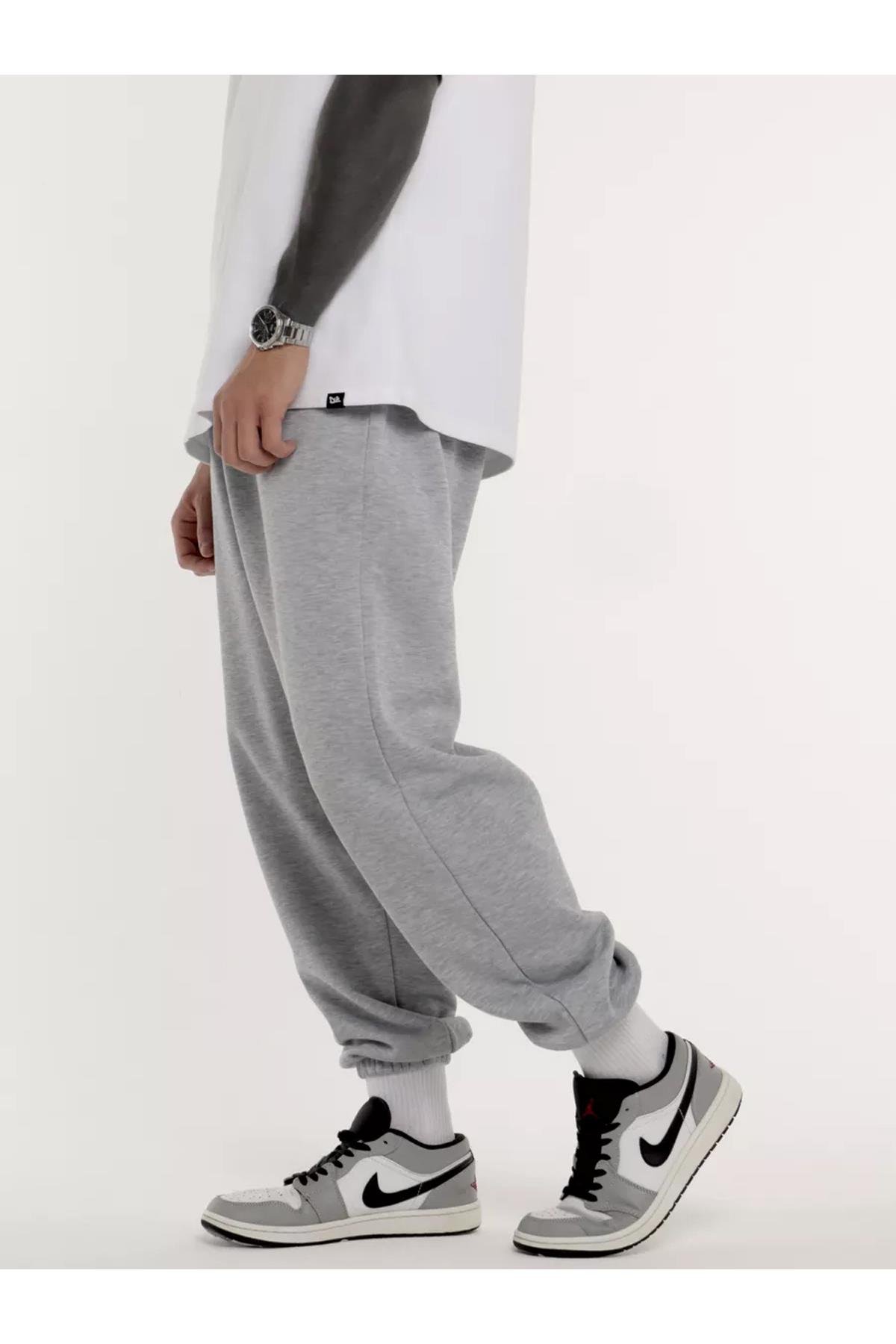 Unisex Rahat Kalıp Eşofman Altı Gri melanj 2065