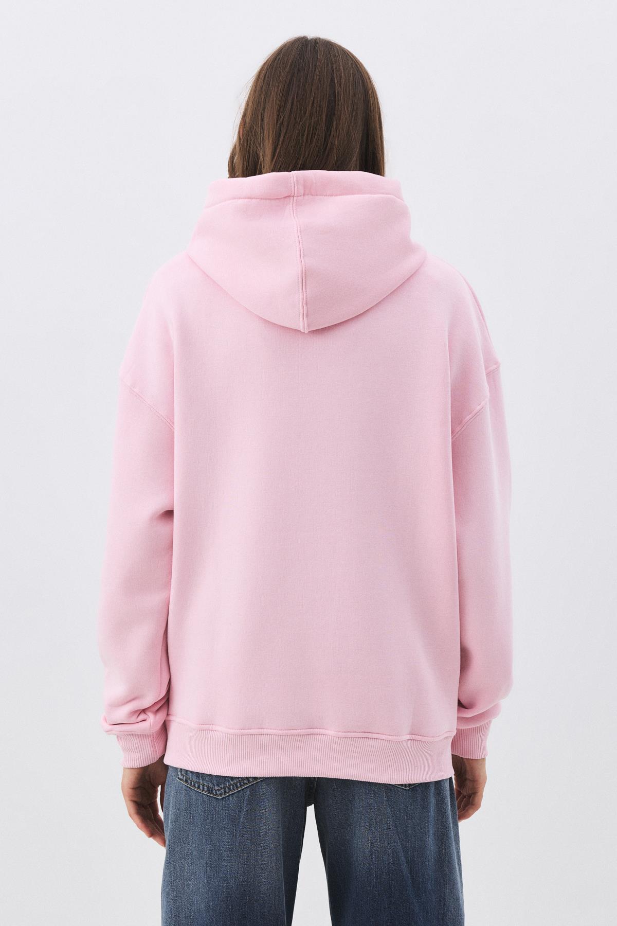 Kadın Minik Kalp Sweatshirt Pembe