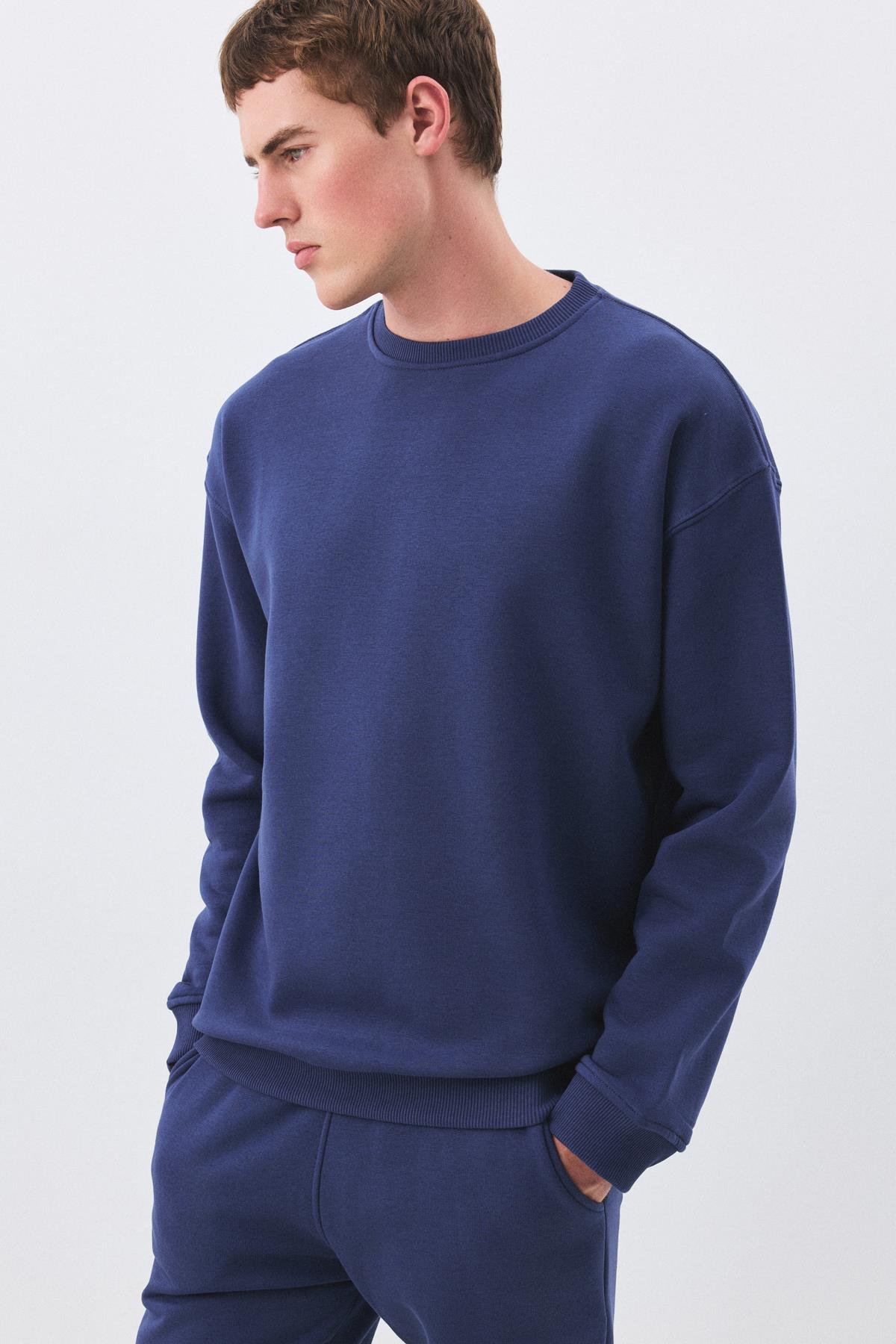 Erkek Premium Bisiklet Yaka Eşofman Takımı İndigo 2031