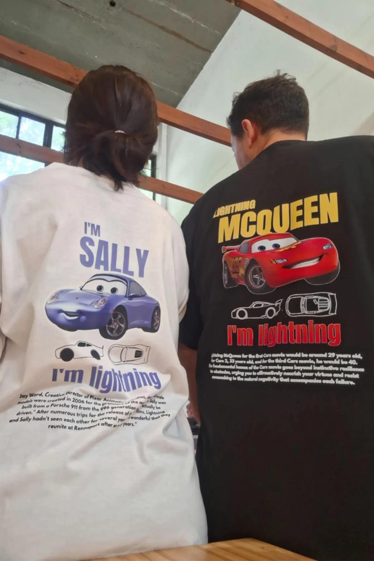 Unisex Lightning Mcqueen Tshirt Siyah