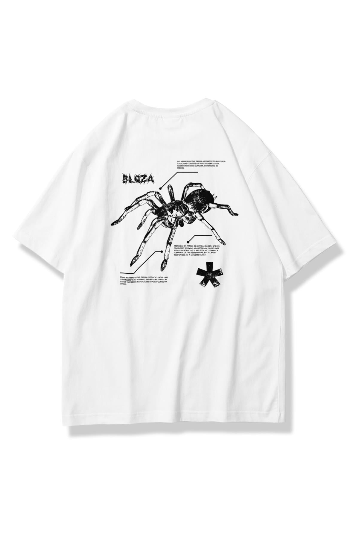 Unisex Bloza Spider Tshirt Beyaz