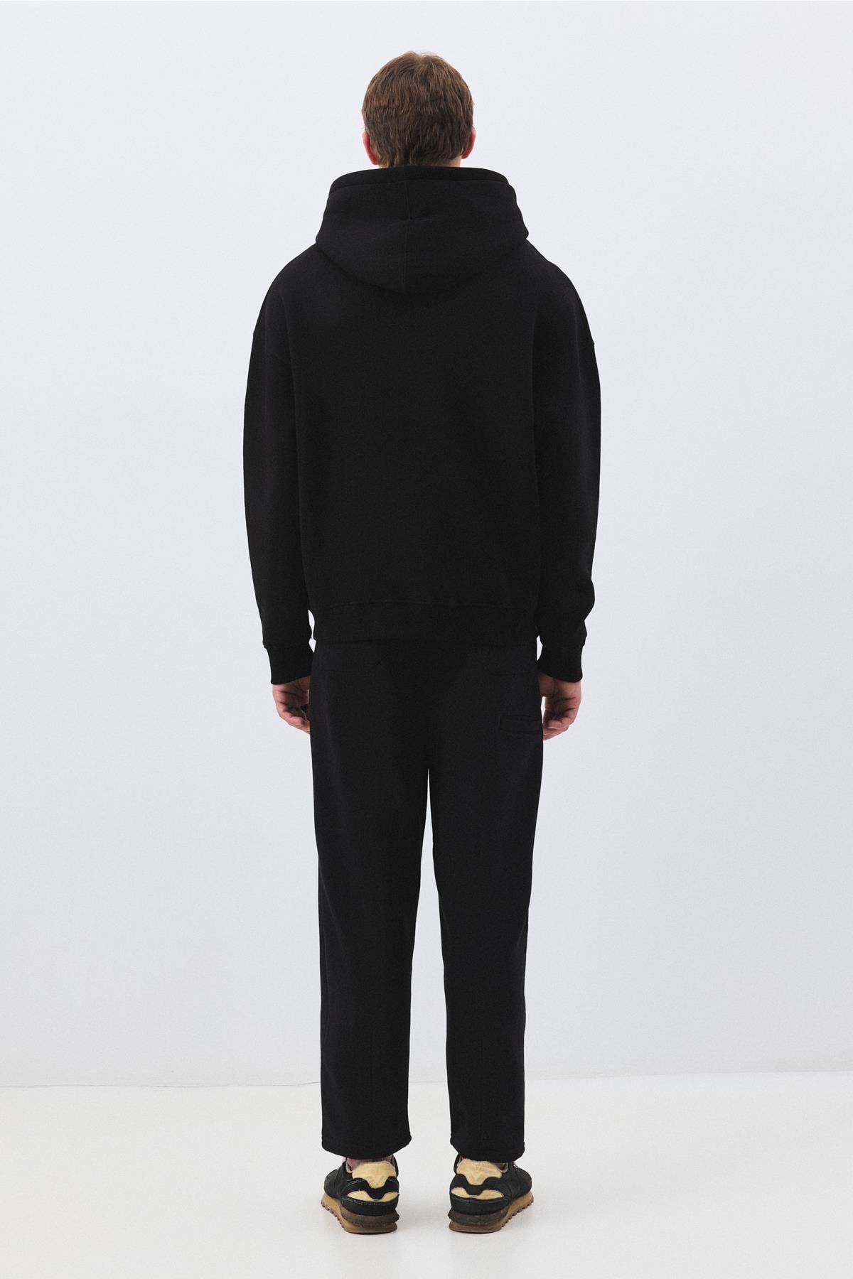 Unisex Sad Cat Sweatshirt Siyah