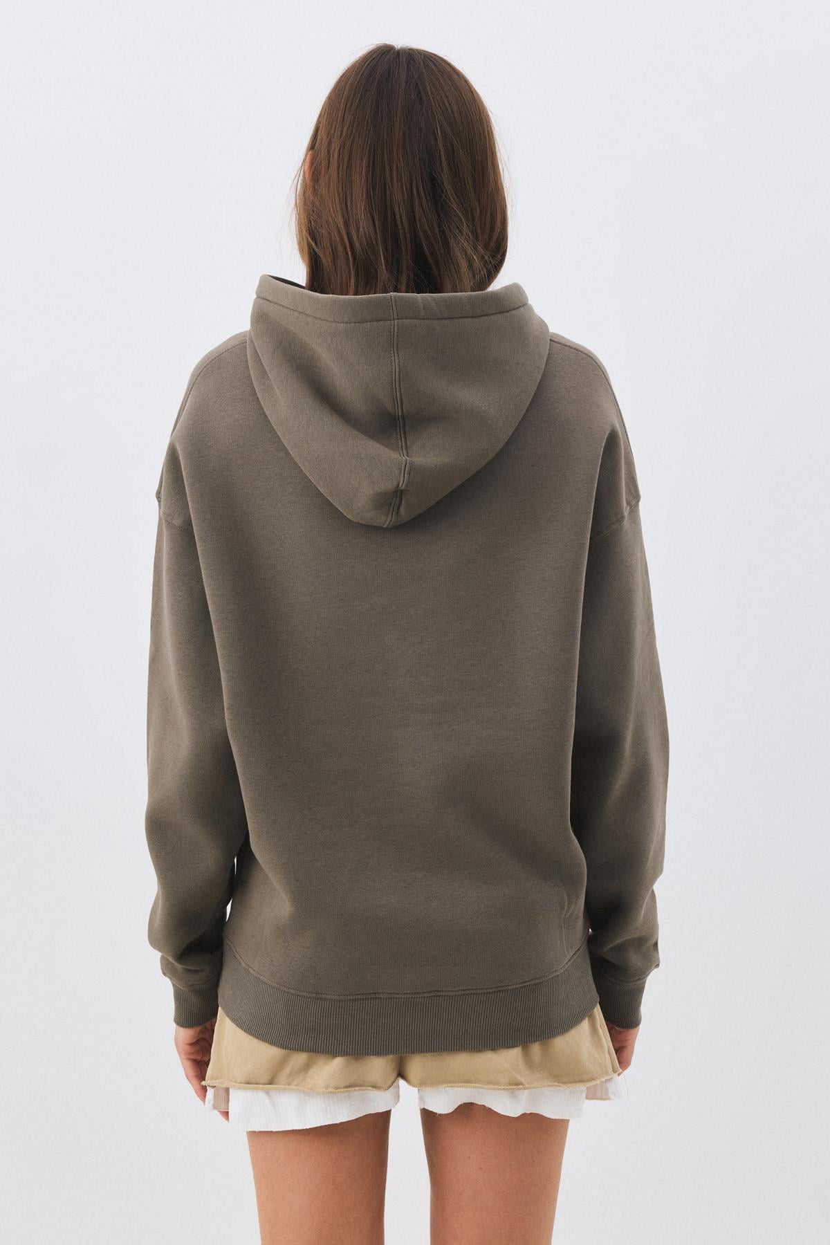 Kadın Leopar Kuyruk Kurdele Sweatshirt Antrasit
