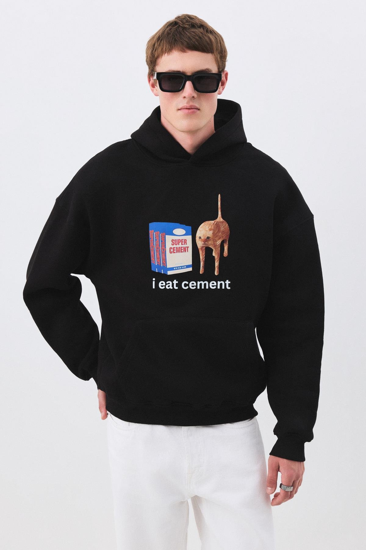 Unisex i eat cement Sweatshirt Siyah