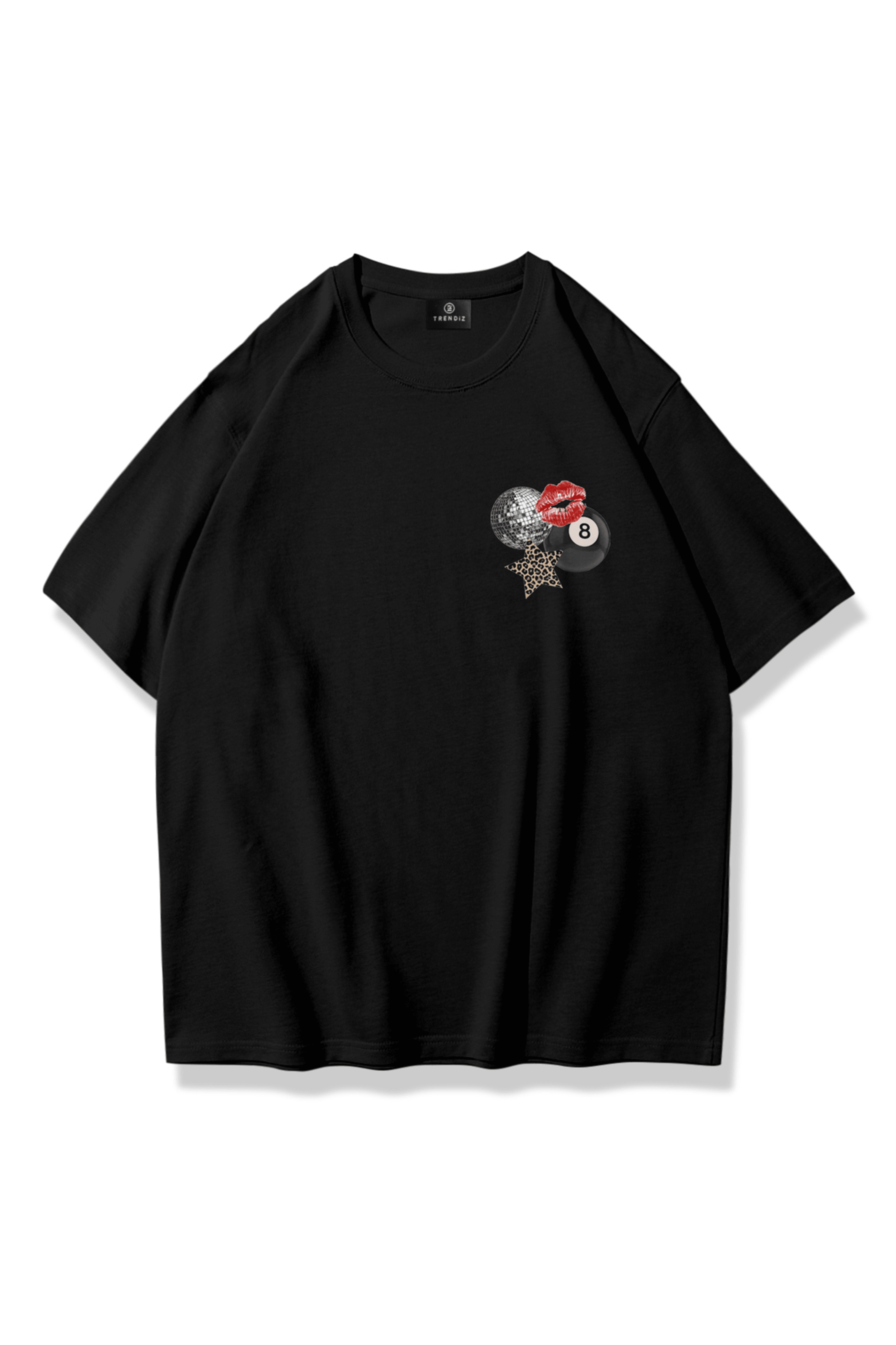 Kadın Leopar Collage Tshirt Siyah