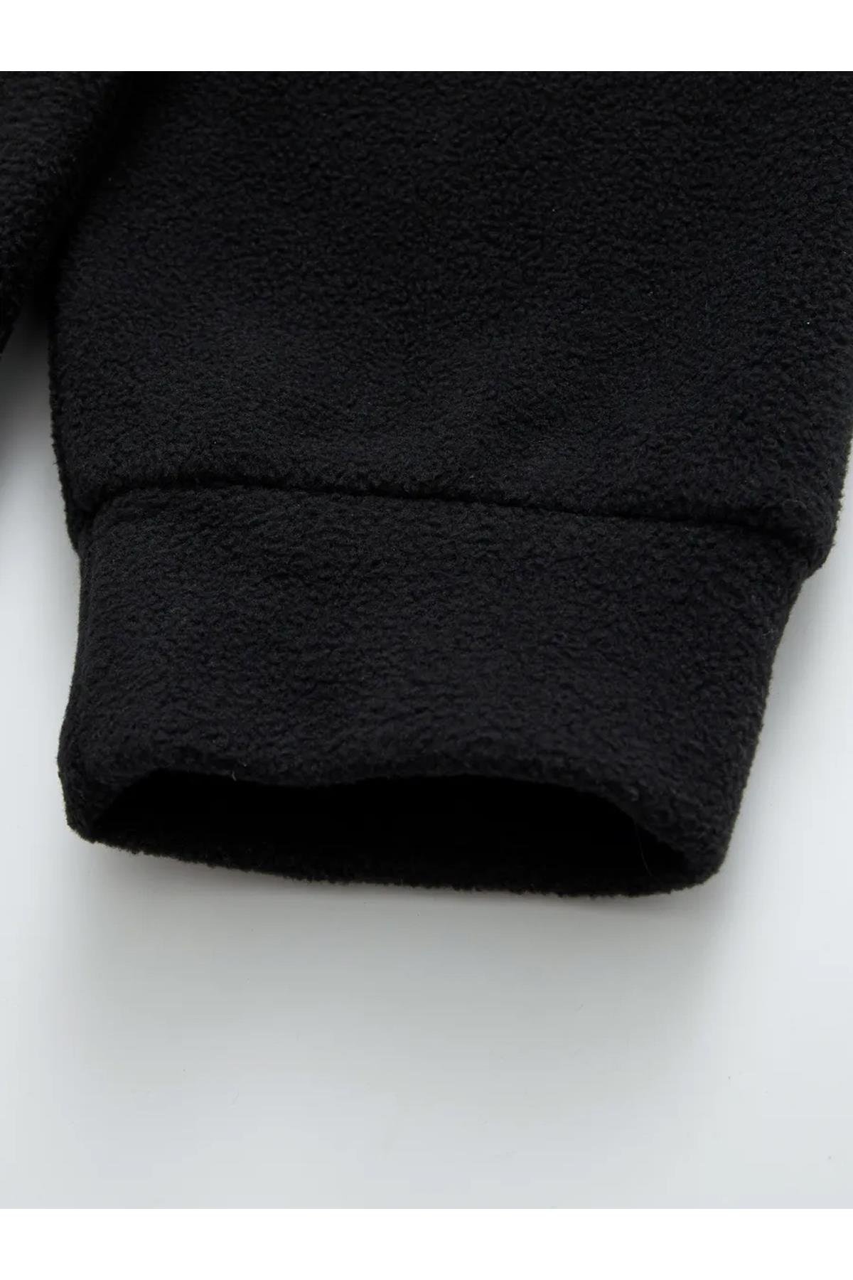 Unisex Polar Dik Yaka Sweatshirt Siyah 2051