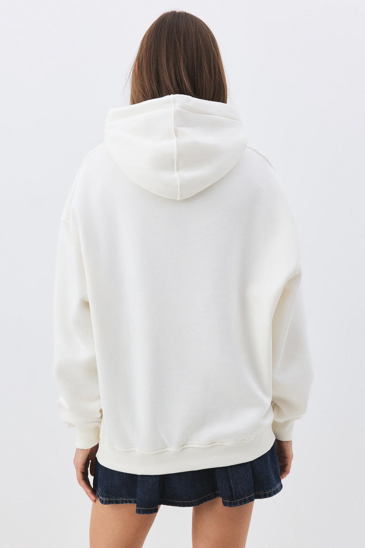 Kadın Borfend Sweatshirt Beyaz