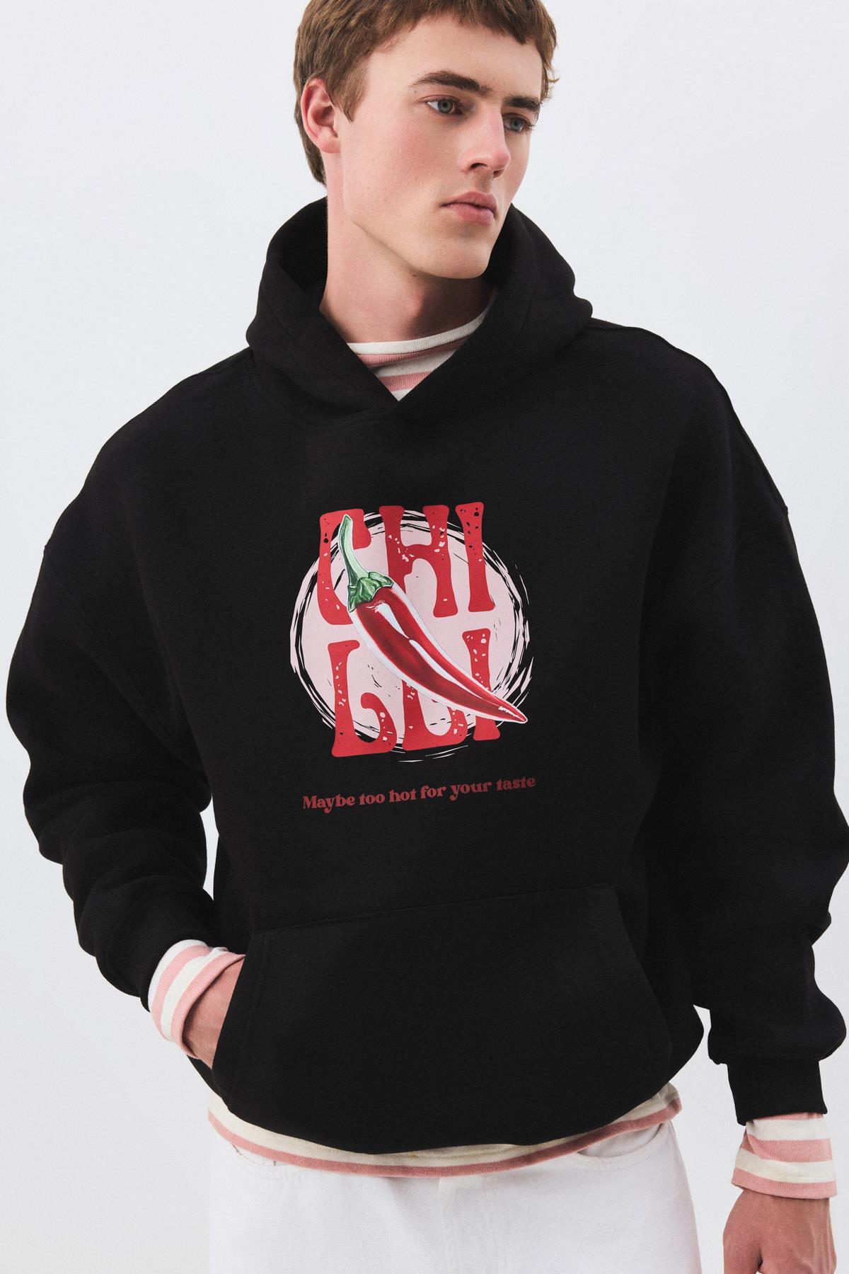 Unisex Chilli too Hot For Your Taste Sweatshirt Siyah