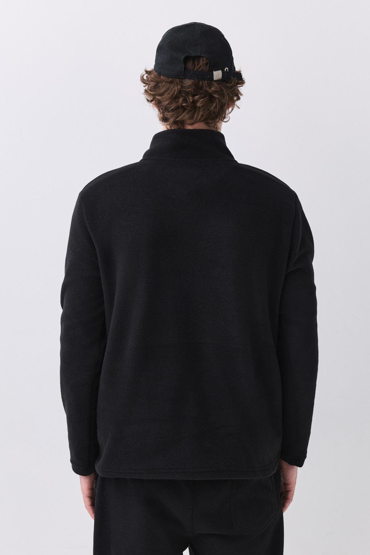 Erkek Polar Dik Yaka Sweatshirt Siyah 2051