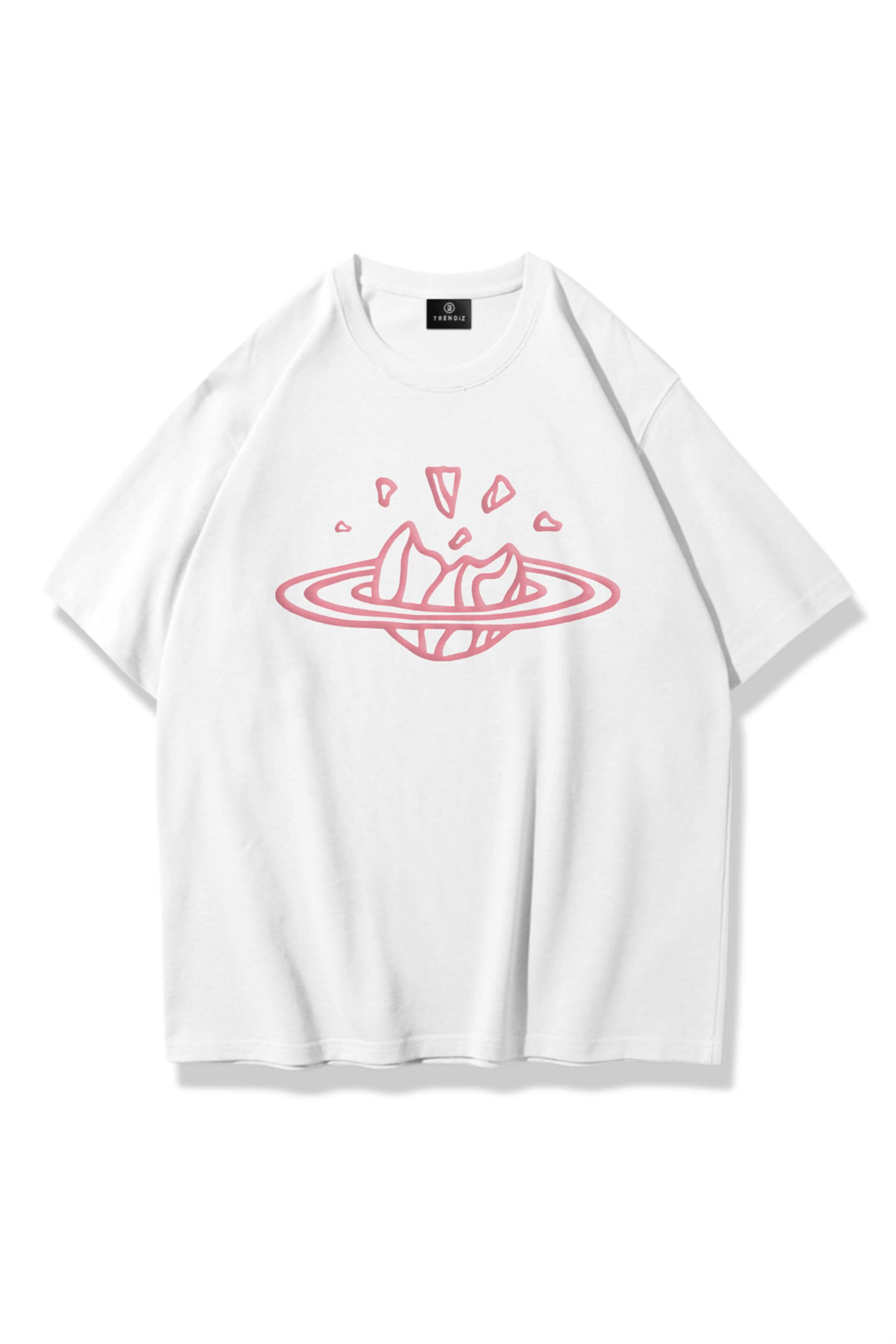 Unisex Outer Space Tshirt Beyaz 