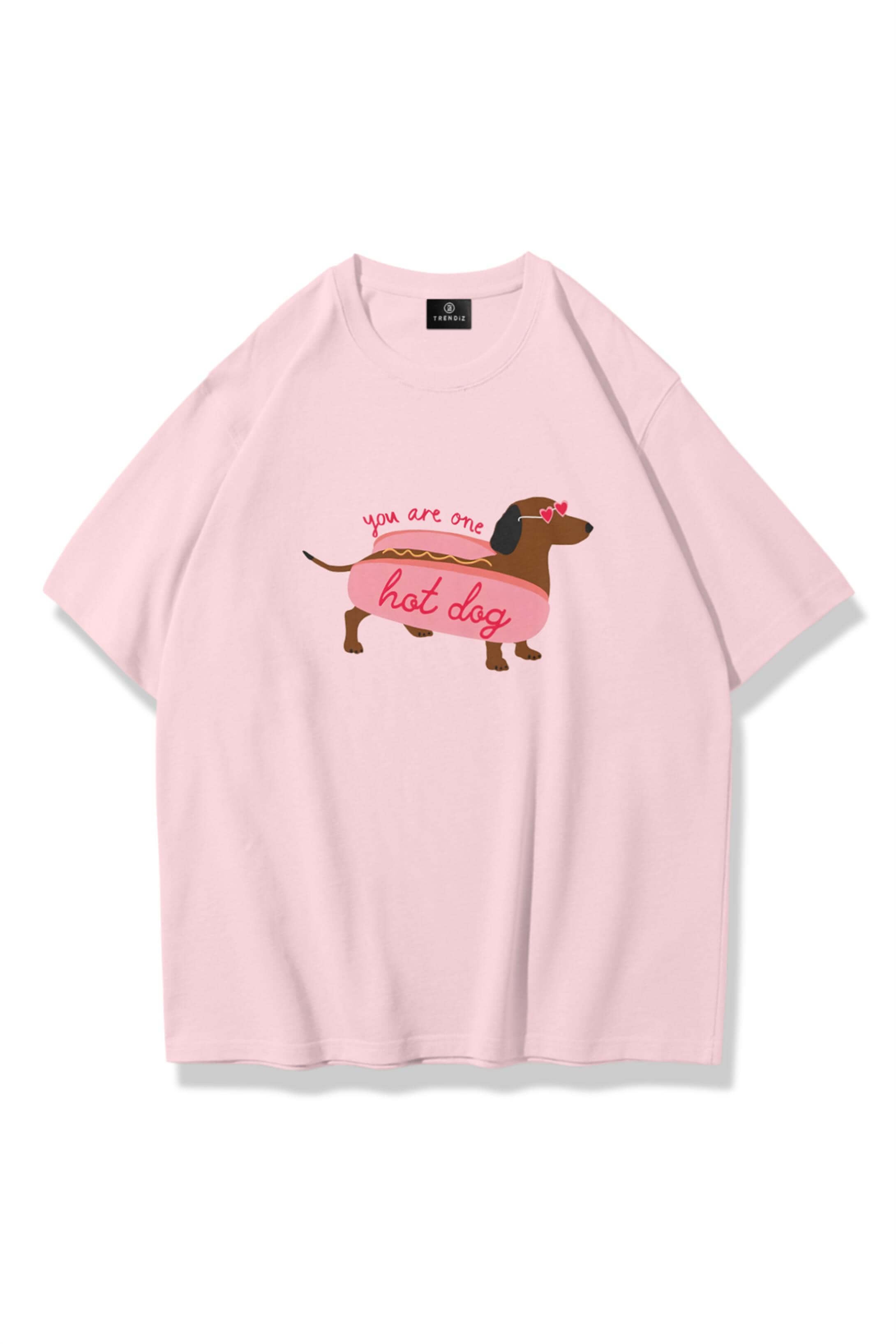 Unisex Hotdog Tshirt Pembe