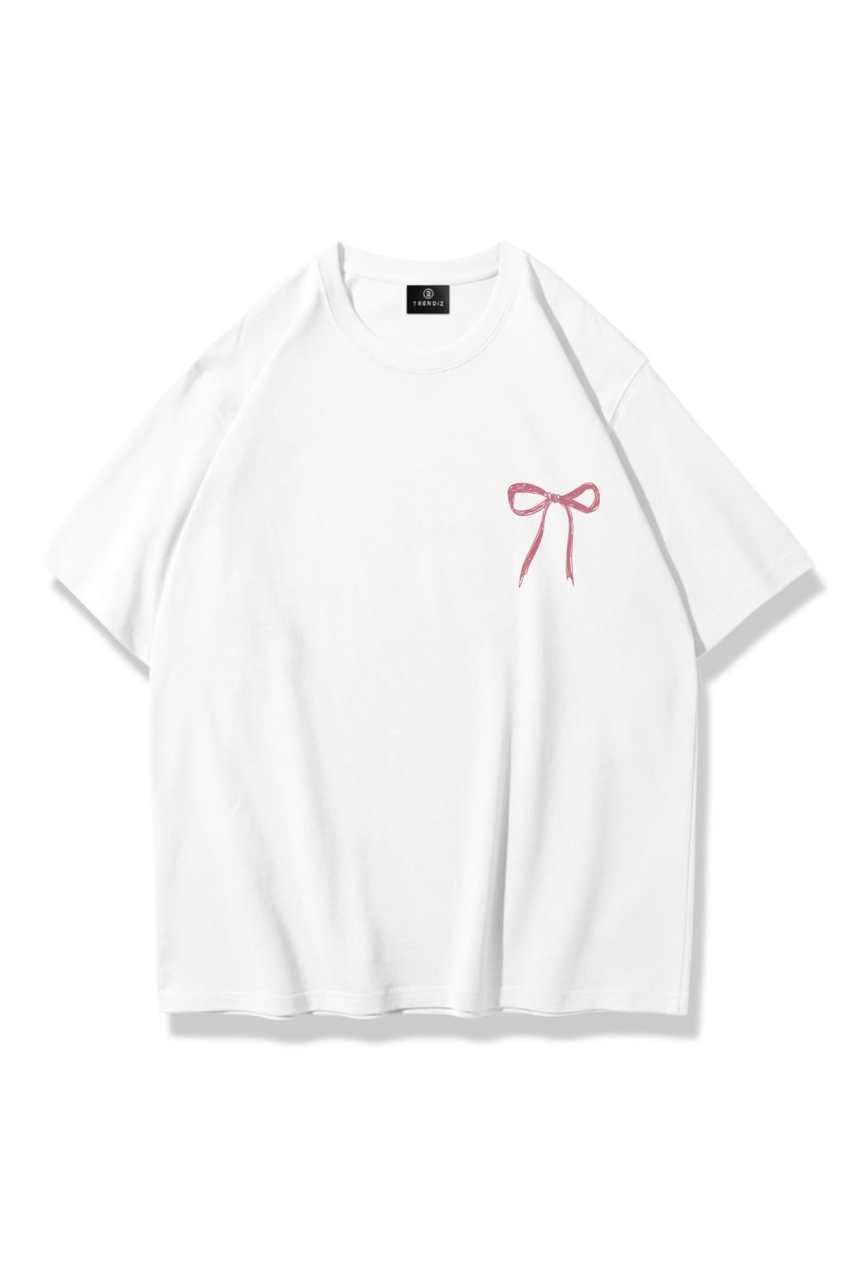 Unisex Sketch Kurdele Tshirt Beyaz