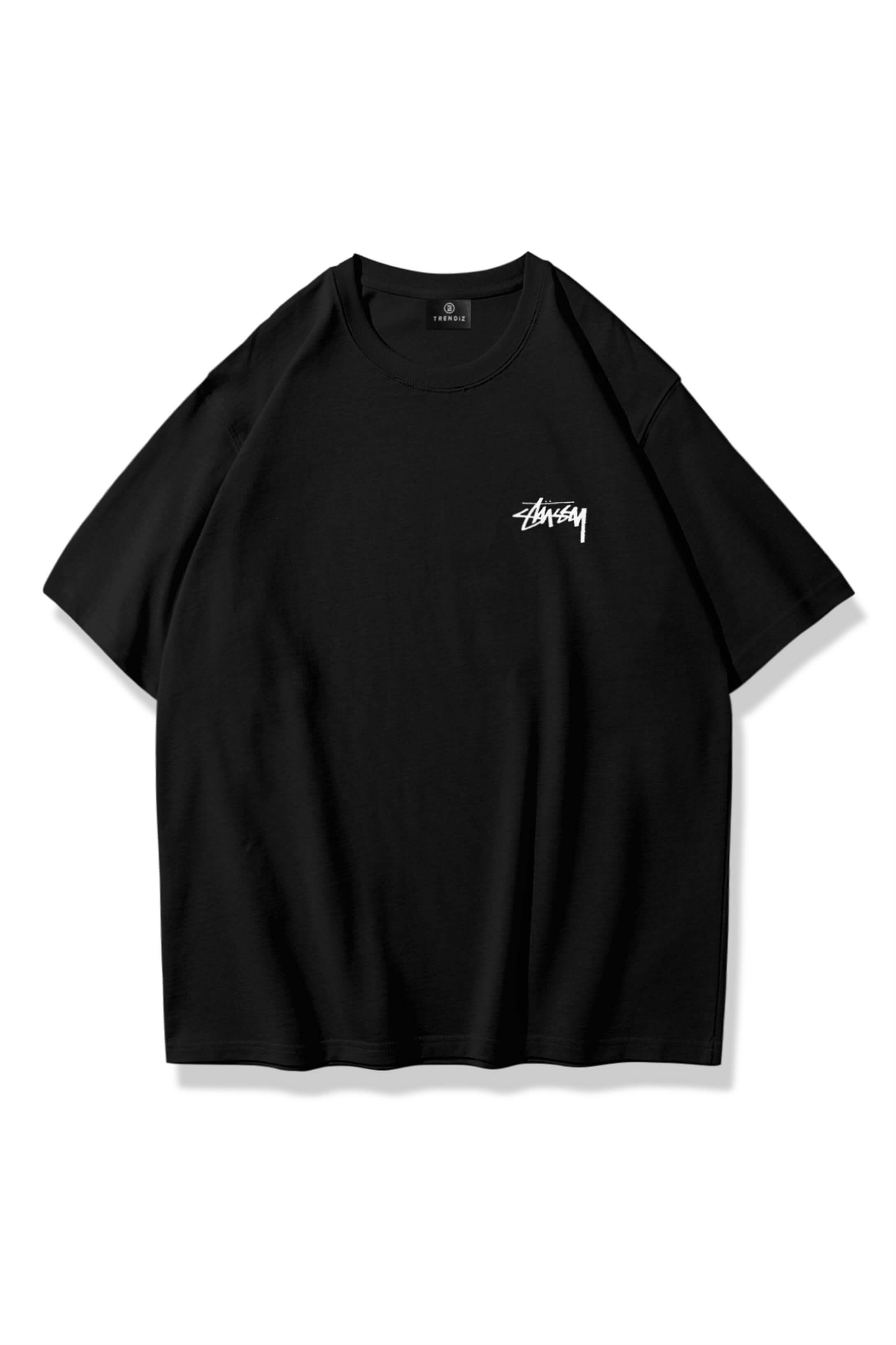 Unisex Stüssy Zar Tshirt Siyah