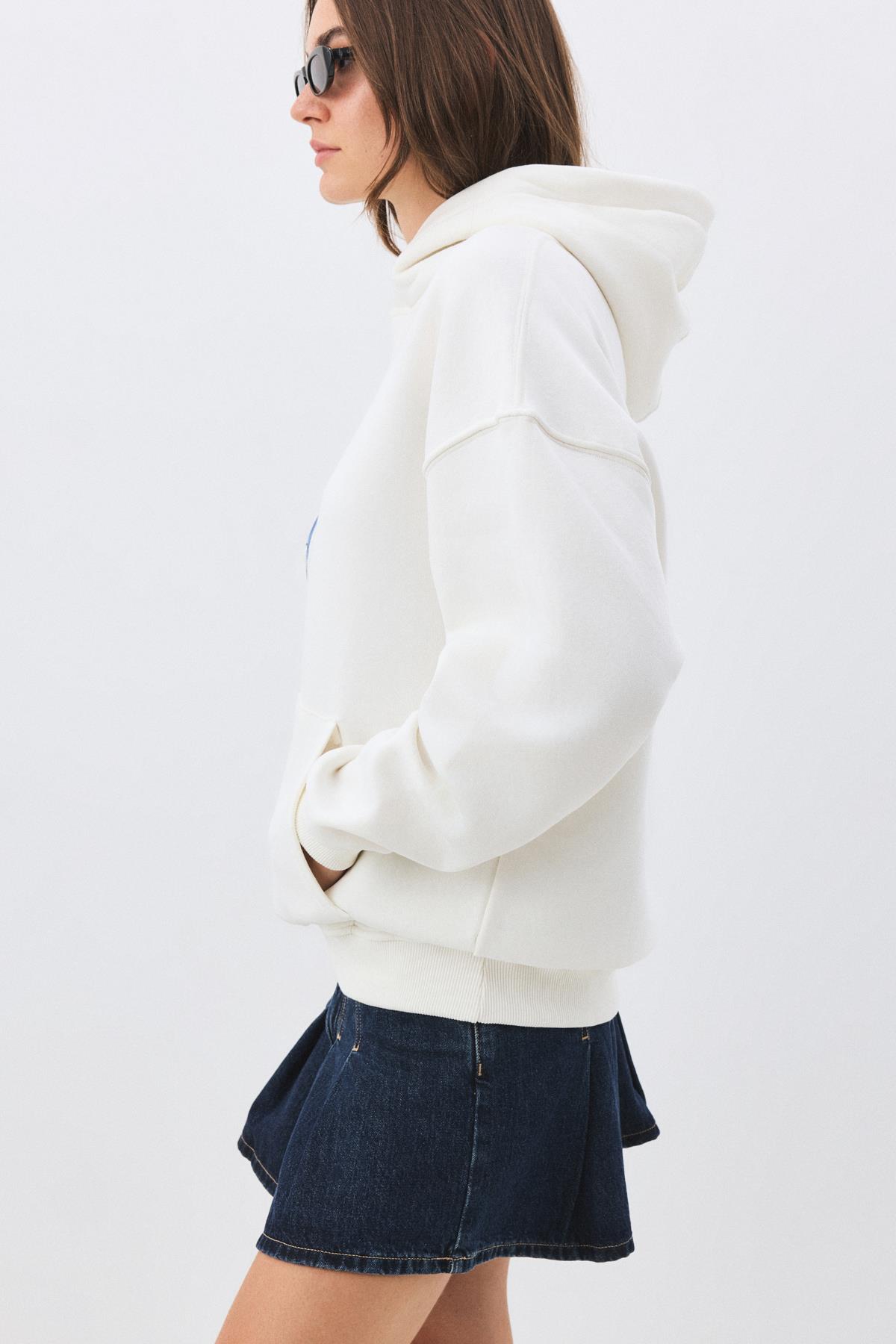 Kadın Borfend Sweatshirt Beyaz