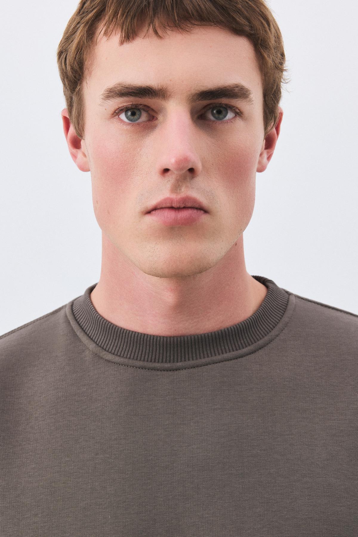 Erkek Premium Bisiklet Yaka Sweatshirt Antrasit 2031