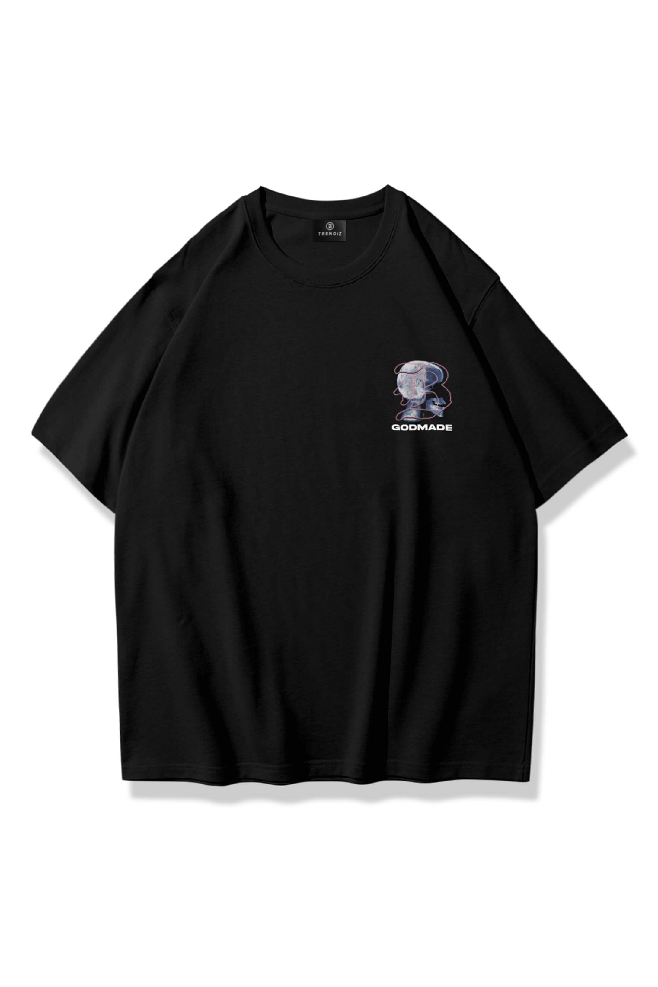 Unisex GodMade Skull Tshirt Siyah
