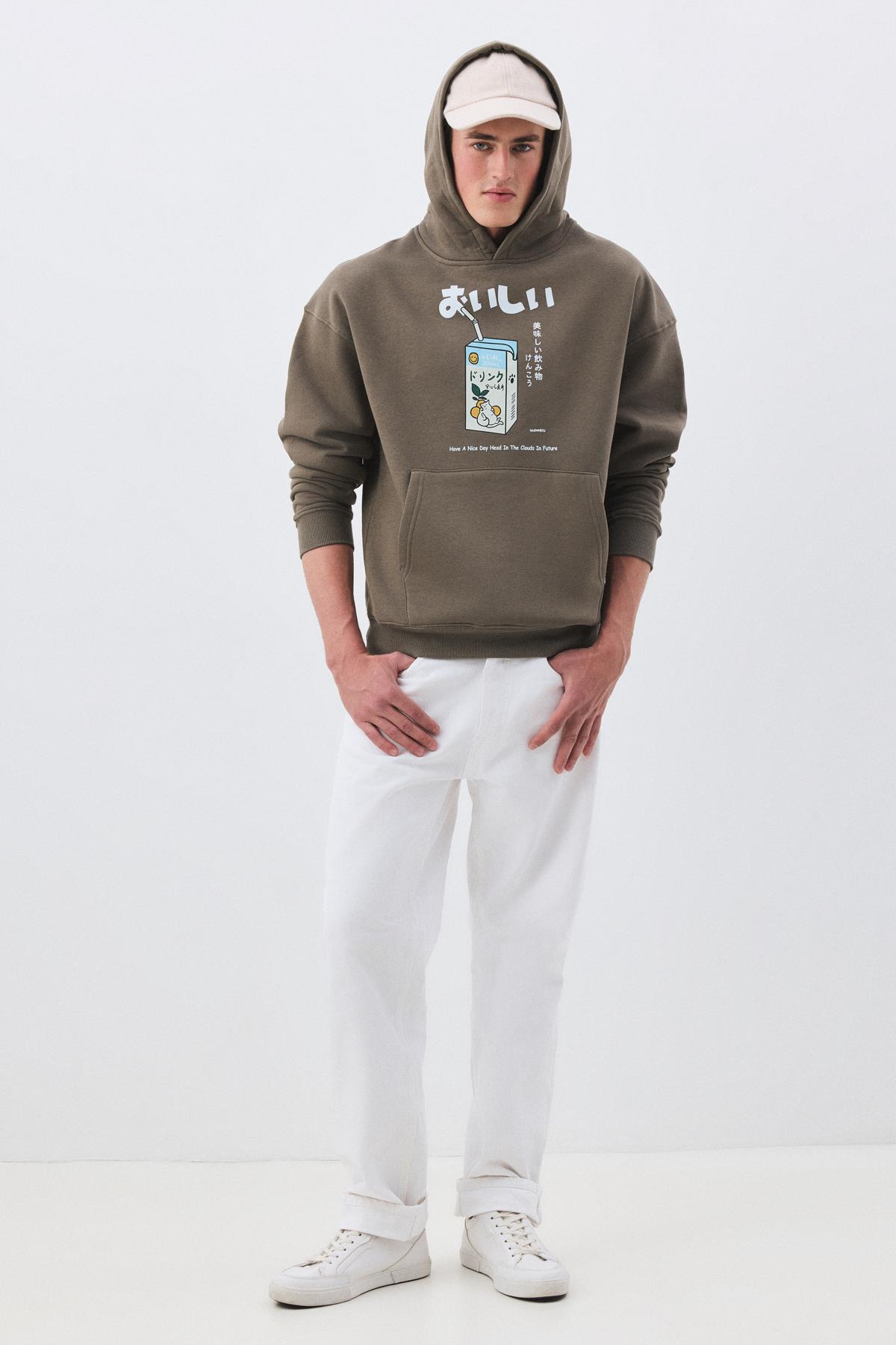 Unisex Cat Lemon Juice Sweatshirt Antrasit