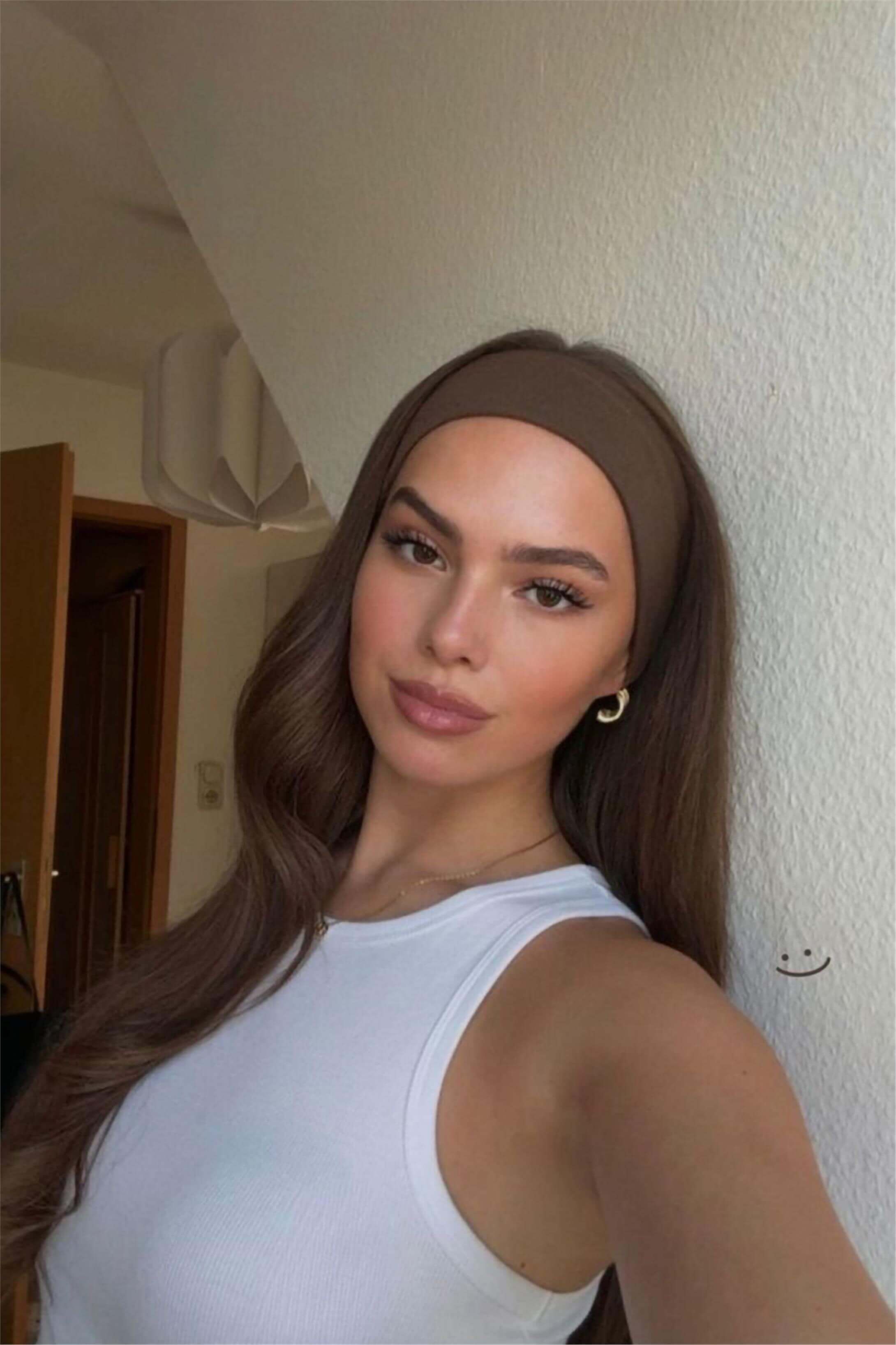 Kadın 2li Pamuklu Esnek Bandana Seti Pembe Kahverengi
