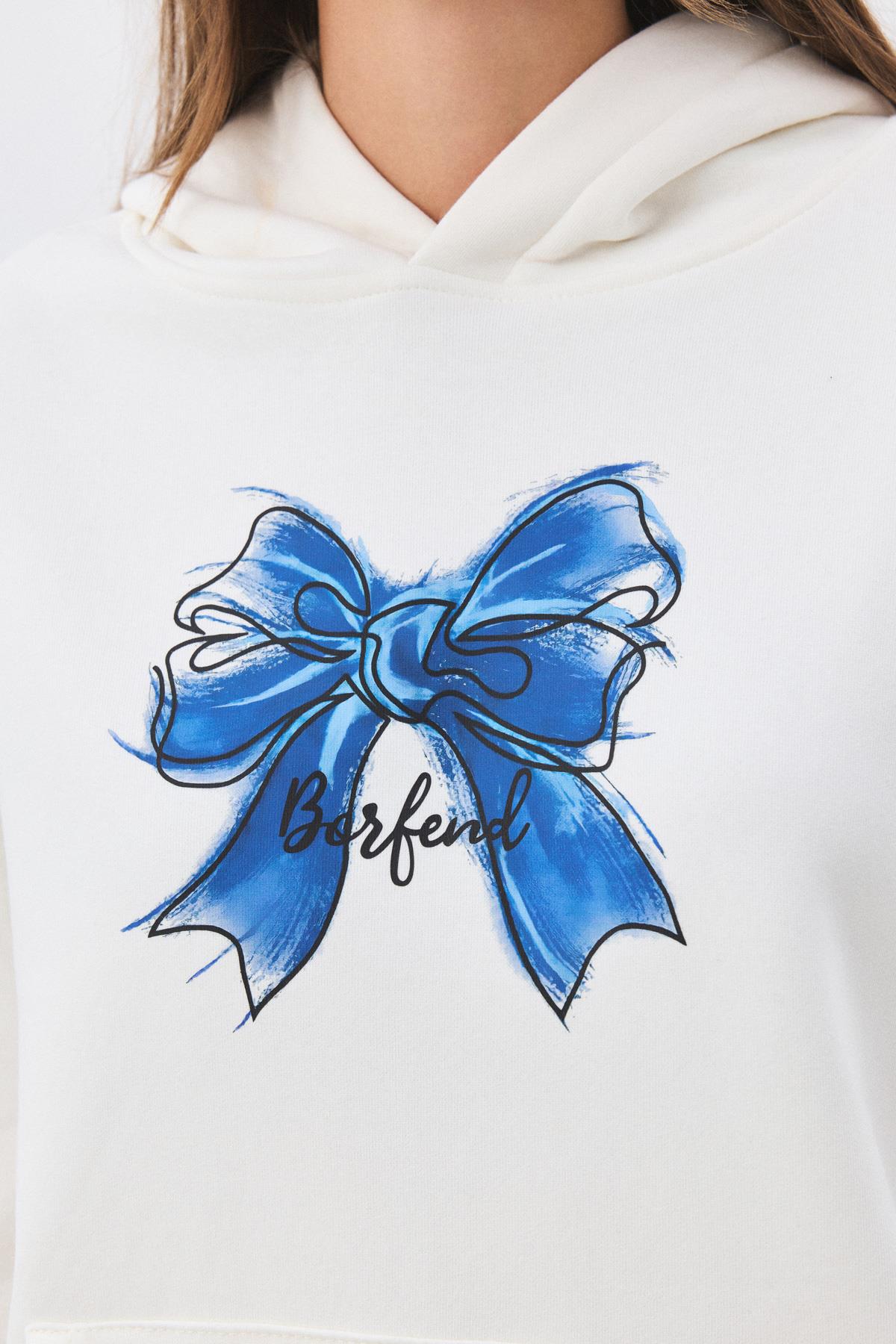 Kadın Borfend Sweatshirt Beyaz
