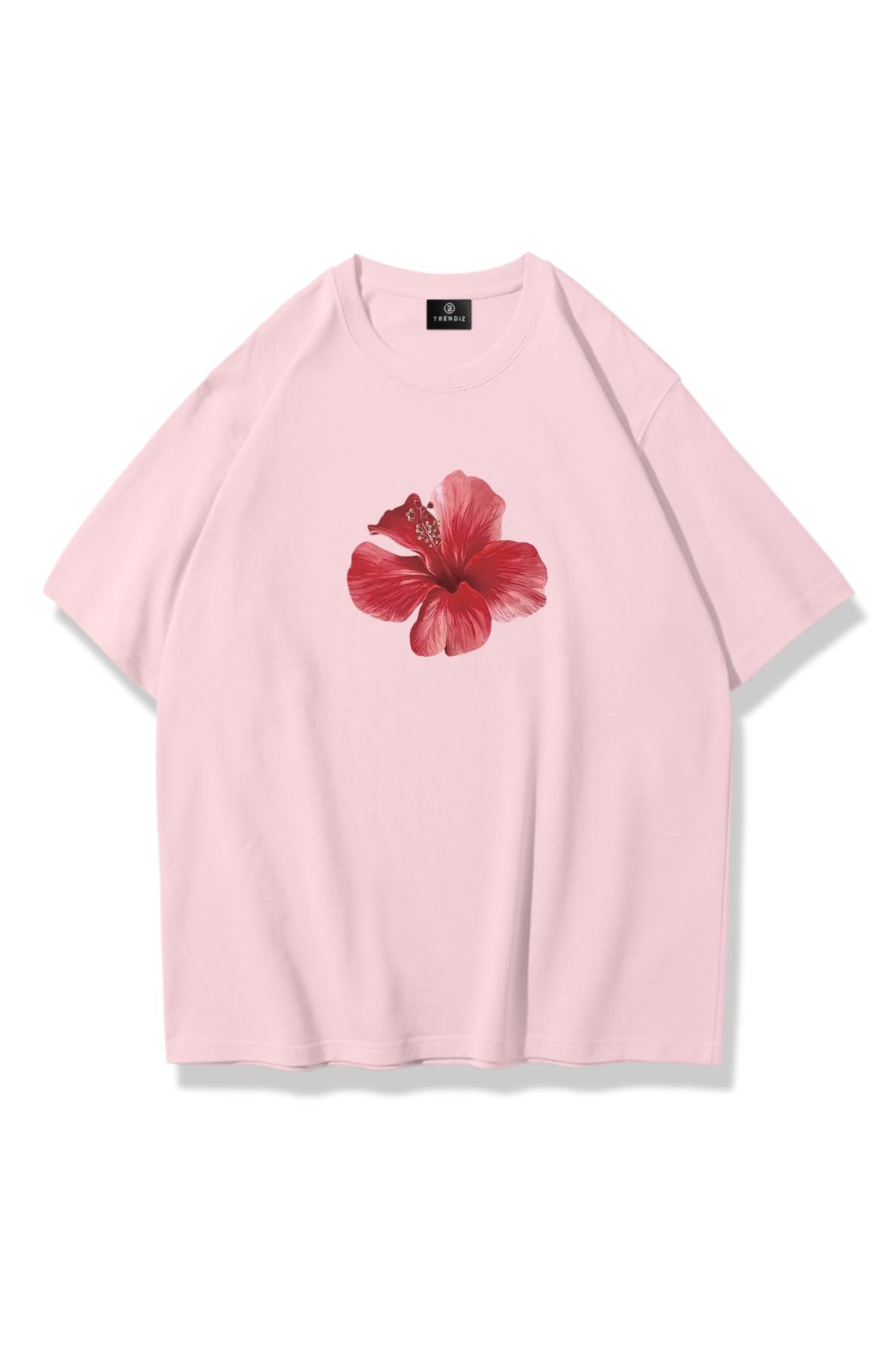 Kadın Red Hibiscus Tshirt Pembe
