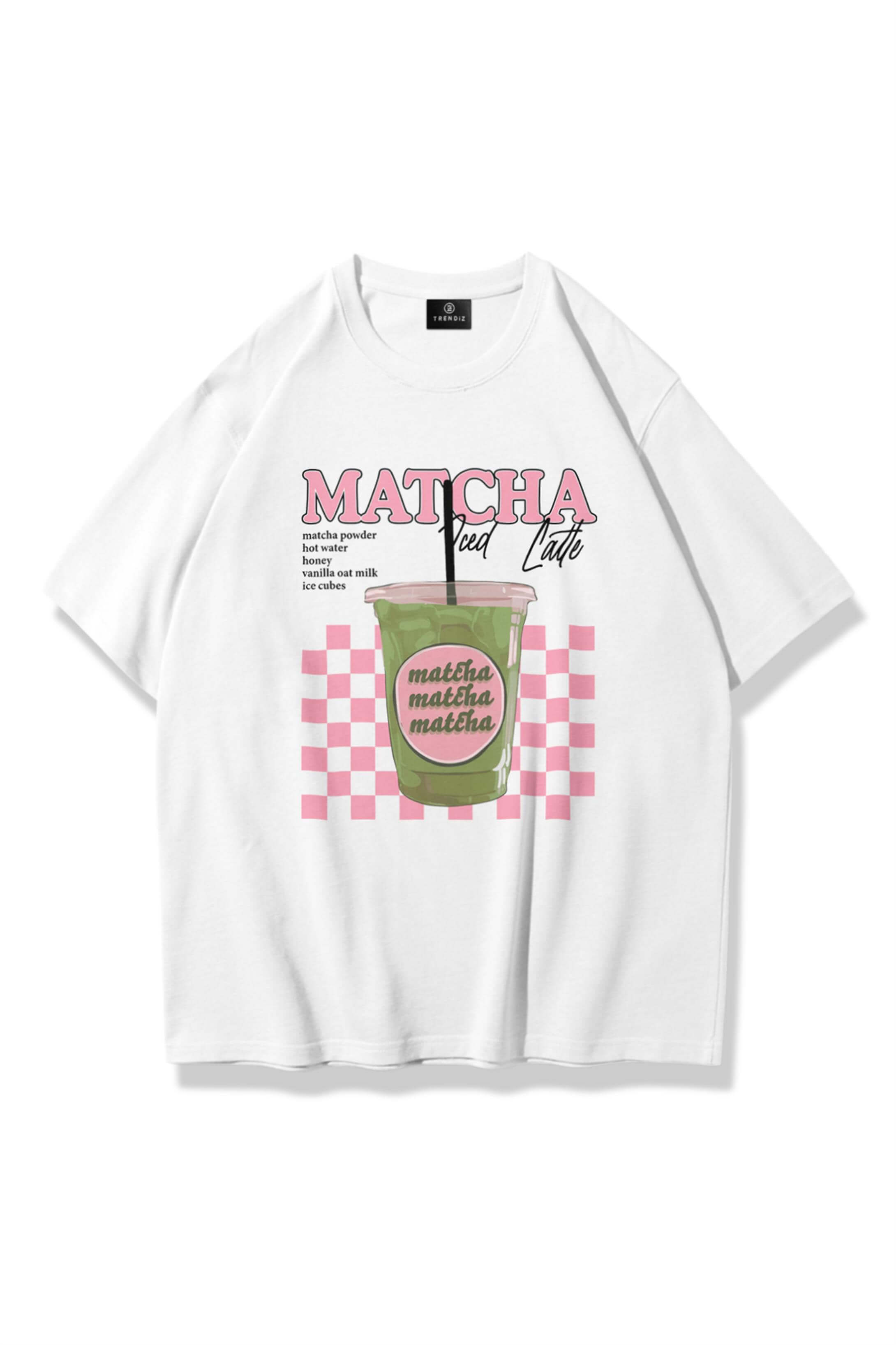 Kadın Matcha iced Latte Tshirt Beyaz